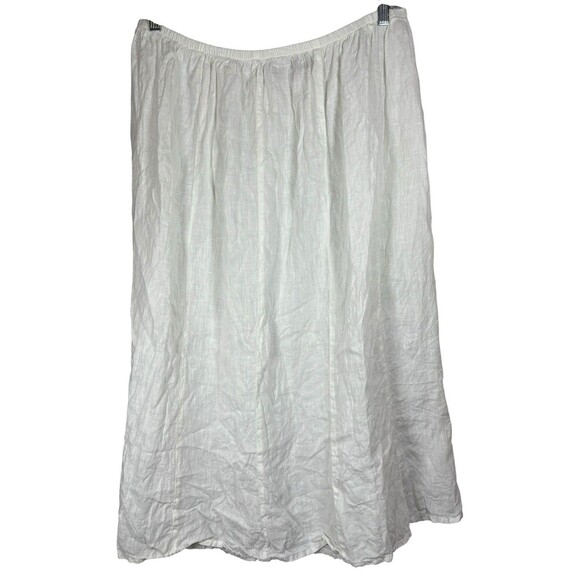 FLAX Linen Skirt White 2G Plus Size Elastic Waist Midi Maxi Boho Lagenlook - Picture 1 of 7